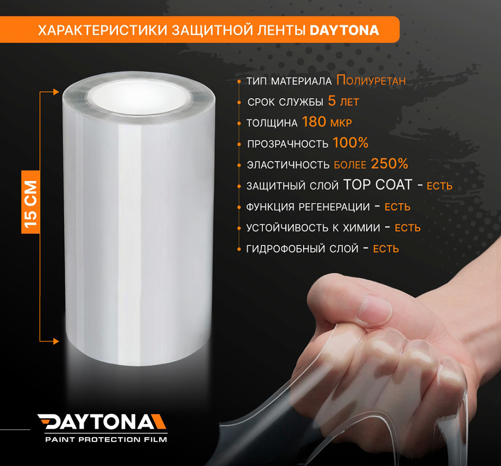Полиуретановая защитная лента DAYTONA PPF S300 ширина 15см